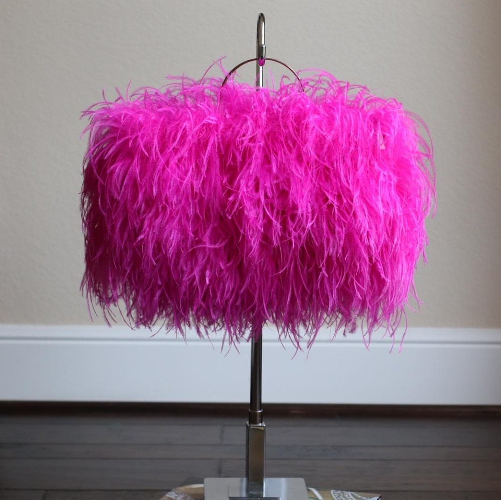 Hot Pink ostrich feather handbag